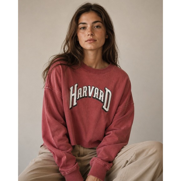 Charles River Apparel Tops - Charles River Apparel Harvard Crimson Red Cropped Sweatshirt Womens Size Large‎